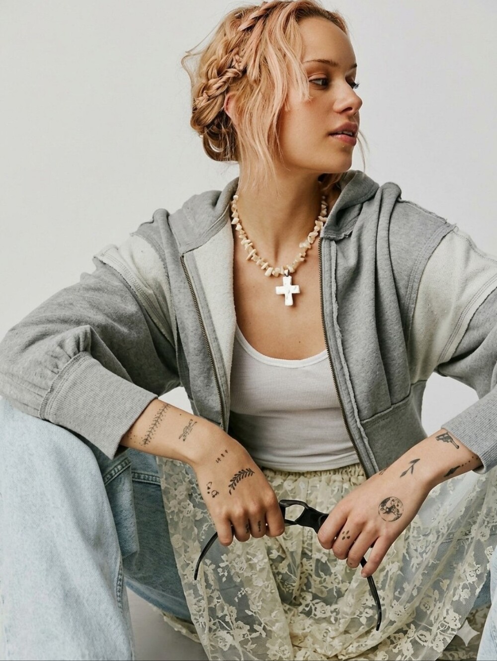 FREE PEOPLE We The Free On The Up Cropped Slouchy Hoodie In Gray Size XS